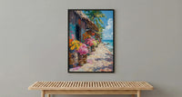 Tonga Tapa Market Town Poster, Polynesian Cloth Home Decor - Warm Cultural Town Summer Getaway