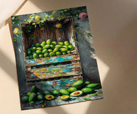 Byron Bay Avocado Art Print, Rustic Market Home Decor - Green Farm Town Summer Scenery