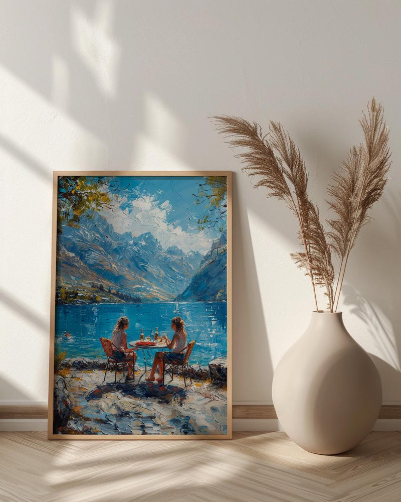Queenstown Market Wool Wall Art, Majestic Mountain Home Decor - Deep Blue Town Summer Picture