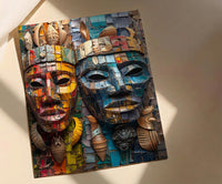 Samoa Carving Market Town Poster, Wooden Mask Home Decor - Tropical Island Town Summer Vibe