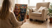 Samoa Carving Market Town Poster, Wooden Mask Home Decor - Tropical Island Town Summer Vibe