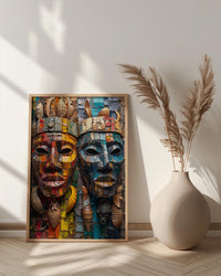 Samoa Carving Market Town Poster, Wooden Mask Home Decor - Tropical Island Town Summer Vibe