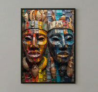 Samoa Carving Market Town Poster, Wooden Mask Home Decor - Tropical Island Town Summer Vibe