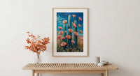 Saguaro Cactus Desert Art Print, Arizona Boho Nature Decor - Pink Summer Flower Bloom