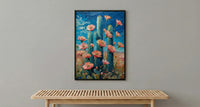 Saguaro Cactus Desert Art Print, Arizona Boho Nature Decor - Pink Summer Flower Bloom