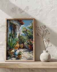 Terracotta Agave Pot Poster, Desert Boho Plant Home Decor - Green Succulent Summer Patio