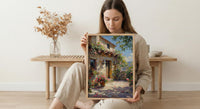Adobe Courtyard Desert Wall Art, New Mexico Travel Decor - Dramatic Summer Sun Shadow
