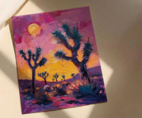 Joshua Tree Sunset Art Print, California Desert Nature Decor - Pastel Pink Purple Sky