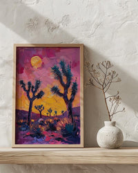 Joshua Tree Sunset Art Print, California Desert Nature Decor - Pastel Pink Purple Sky