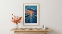 Endless Desert Road Poster, Classic Americana Highway Travel Decor - Shimmering Summer Heat Wave