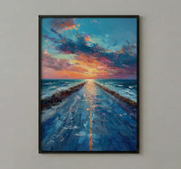 Endless Desert Road Poster, Classic Americana Highway Travel Decor - Shimmering Summer Heat Wave
