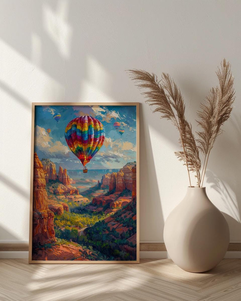 Sedona Hot Air Balloon Art Print, Arizona Nature Decor - Majestic Red Rock Summer