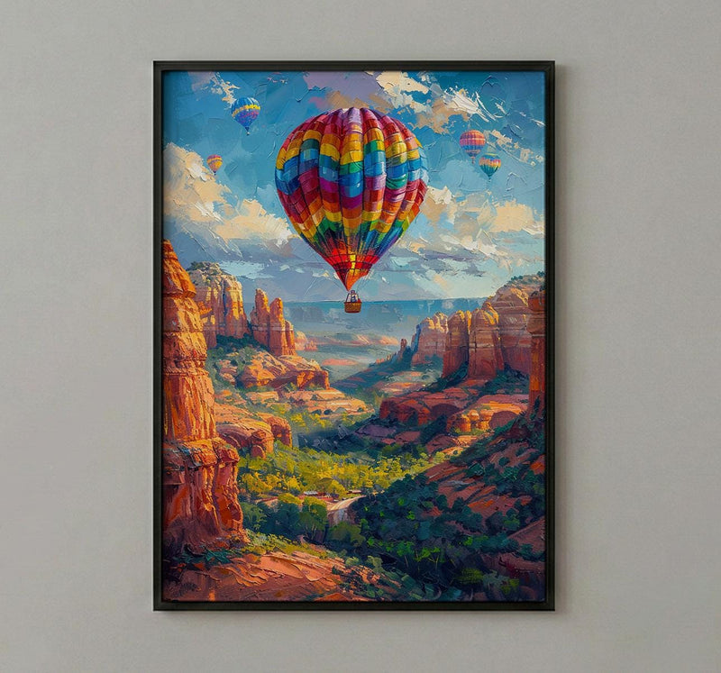 Sedona Hot Air Balloon Art Print, Arizona Nature Decor - Majestic Red Rock Summer