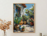 Terracotta Agave Pot Poster, Desert Boho Plant Home Decor - Green Succulent Summer Patio