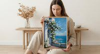 Hamptons White Rose Poster, Luxury Beach House Coastal Decor - Beautiful Garden Summer Bloom