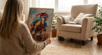 Bucking Bronco Rodeo Poster, Western Cowboy Action Decor - Dusty Summer Arena Wild Animal Scene