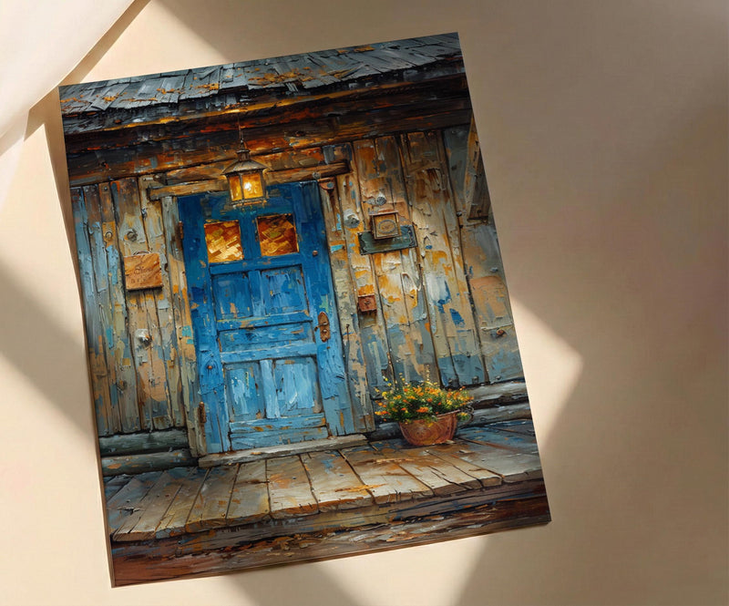 Western Saloon Art Print, Historic Cowboy Town Decor - Rustic Wooden Building Dusty Summer Heat