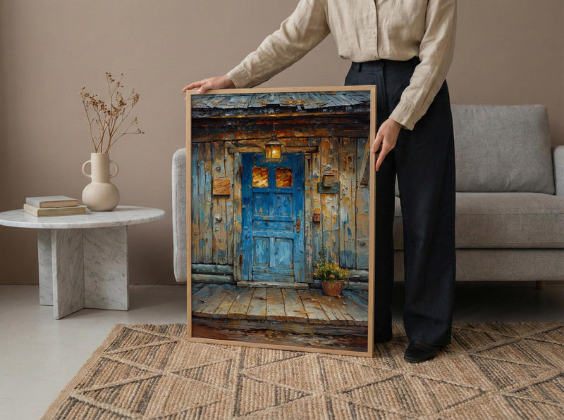 Western Saloon Art Print, Historic Cowboy Town Decor - Rustic Wooden Building Dusty Summer Heat