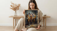 Western Lasso Wall Art, Rustic Country Farm Barn Decor - Golden Sun Beam Summer Scene