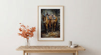Western Lasso Wall Art, Rustic Country Farm Barn Decor - Golden Sun Beam Summer Scene