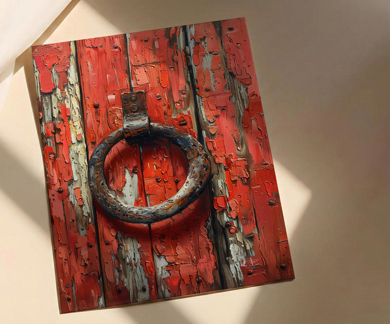 Lucky Horseshoe Wall Art, Vintage Red Barn Door Decor - Rustic Wooden Western Summer Vibe