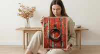 Lucky Horseshoe Wall Art, Vintage Red Barn Door Decor - Rustic Wooden Western Summer Vibe