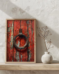 Lucky Horseshoe Wall Art, Vintage Red Barn Door Decor - Rustic Wooden Western Summer Vibe