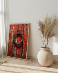 Lucky Horseshoe Wall Art, Vintage Red Barn Door Decor - Rustic Wooden Western Summer Vibe