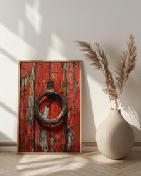 Lucky Horseshoe Wall Art, Vintage Red Barn Door Decor - Rustic Wooden Western Summer Vibe