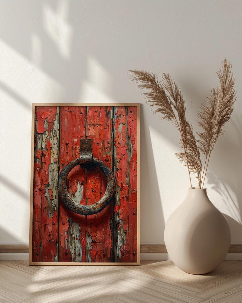 Lucky Horseshoe Wall Art, Vintage Red Barn Door Decor - Rustic Wooden Western Summer Vibe