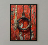 Lucky Horseshoe Wall Art, Vintage Red Barn Door Decor - Rustic Wooden Western Summer Vibe