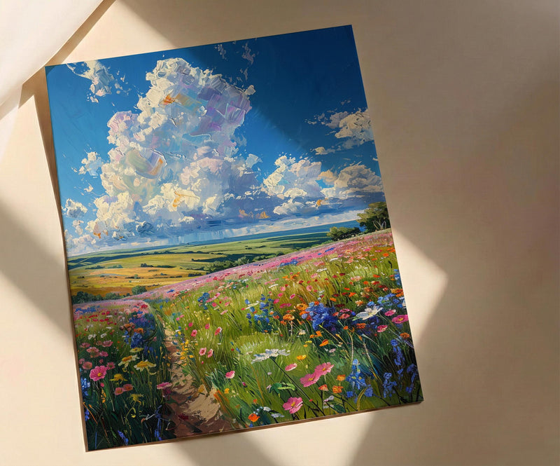 Prairie Thunder Cloud Poster, Wild Open Field Nature Decor - Dramatic Summer Storm Sky View