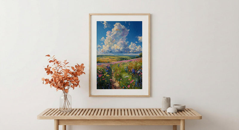 Prairie Thunder Cloud Poster, Wild Open Field Nature Decor - Dramatic Summer Storm Sky View