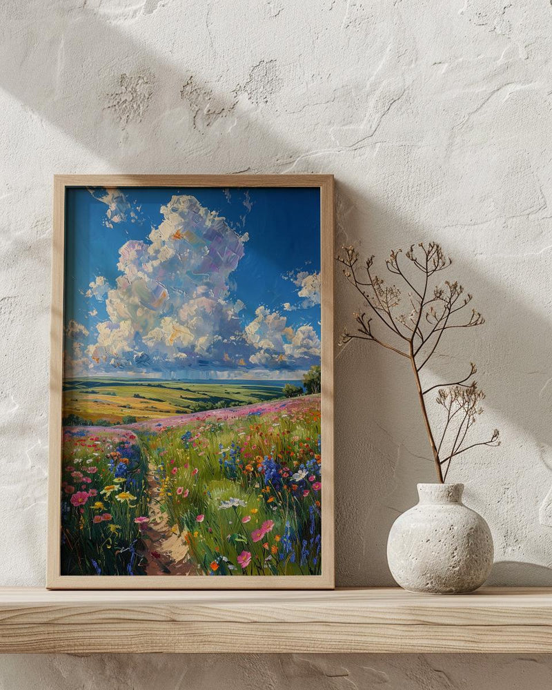 Prairie Thunder Cloud Poster, Wild Open Field Nature Decor - Dramatic Summer Storm Sky View