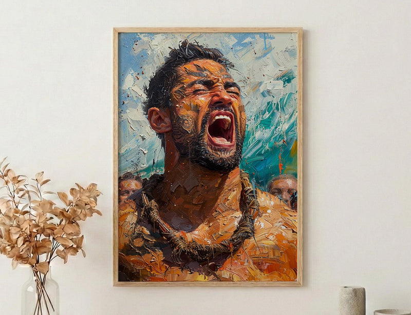 Maori Haka Dance Wall Art, New Zealand Home Decor - Traditional Warrior Event Summer Setting