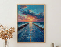 Endless Desert Road Poster, Classic Americana Highway Travel Decor - Shimmering Summer Heat Wave