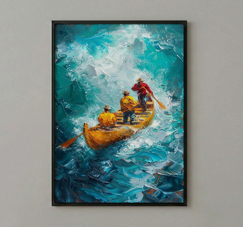 Hawaii Ocean Canoe Wall Art, Tropical Summer Home Decor - Turquoise Sea Coast Summer Scenery
