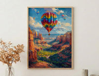 Sedona Hot Air Balloon Art Print, Arizona Nature Decor - Majestic Red Rock Summer