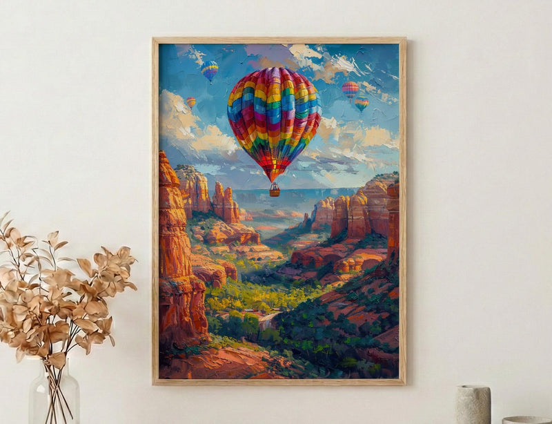 Sedona Hot Air Balloon Art Print, Arizona Nature Decor - Majestic Red Rock Summer