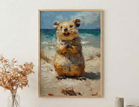 Rottnest Island Quokka Art Print, Smiling Animal Home Decor - Australia Beach Coast Summer Paradise