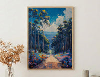 Blue Mountains Haze Nature Poster, Eucalyptus Tree Home Decor - Australia Forest Mountain Summer Setting