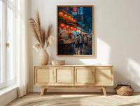 Tokyo Art Print, Summer Food Stall Decor - Night Street Landscape