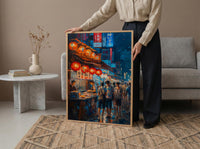 Tokyo Art Print, Summer Food Stall Decor - Night Street Landscape