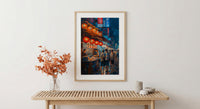 Tokyo Art Print, Summer Food Stall Decor - Night Street Landscape