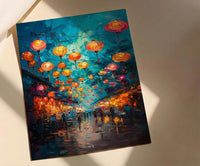 Hoi An Lantern Poster, Night Market Decor - Vietnam Street Art