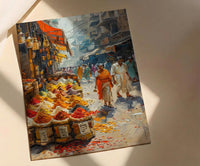 India Spice Bazaar Art, Delhi Market Decor - Vibrant Summer Print