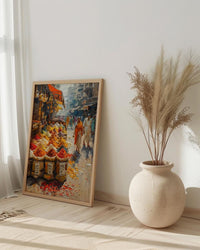India Spice Bazaar Art, Delhi Market Decor - Vibrant Summer Print