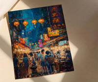 Taipei Night Market Print, Street Food Cart Decor - Taiwan Summer Art