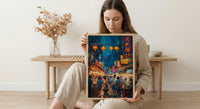 Taipei Night Market Print, Street Food Cart Decor - Taiwan Summer Art