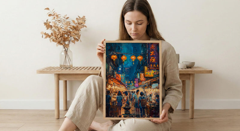Taipei Night Market Print, Street Food Cart Decor - Taiwan Summer Art